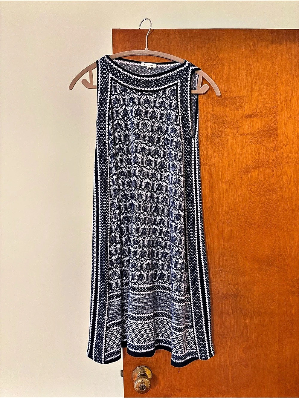 Max Studio Geometric Mini Dress in Blue & White Size XS
